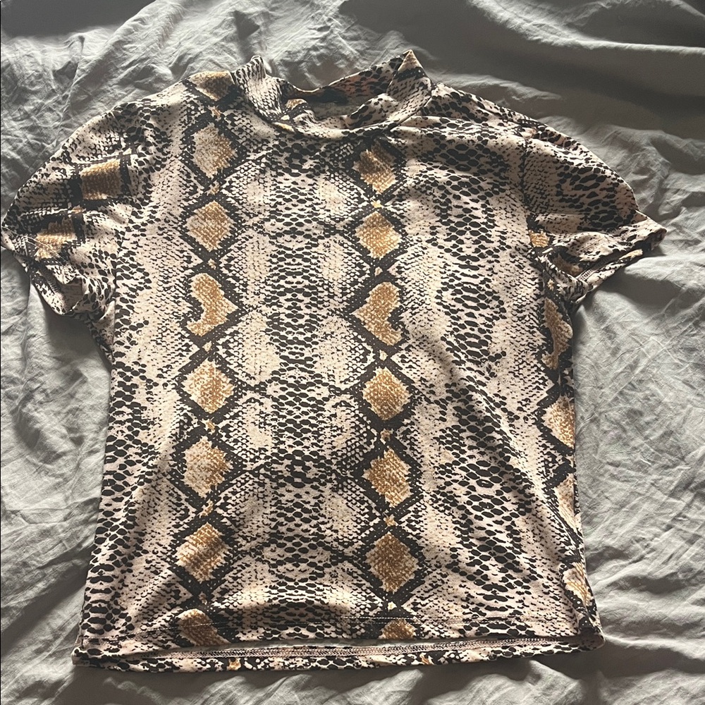 Snake Print Short Sleeve Top